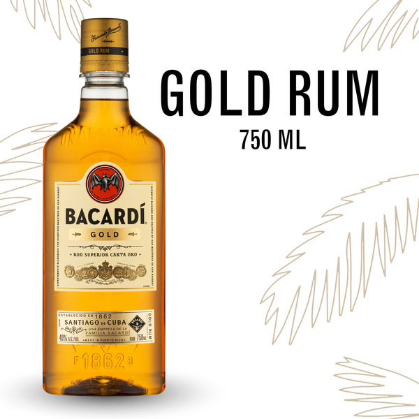 ウイスキー Bacardi Gold Rum 750ml 40% BACARDÍ Gold Rum, Gluten Free 40% 75Cl/750Ml Same-Day Delivery or
