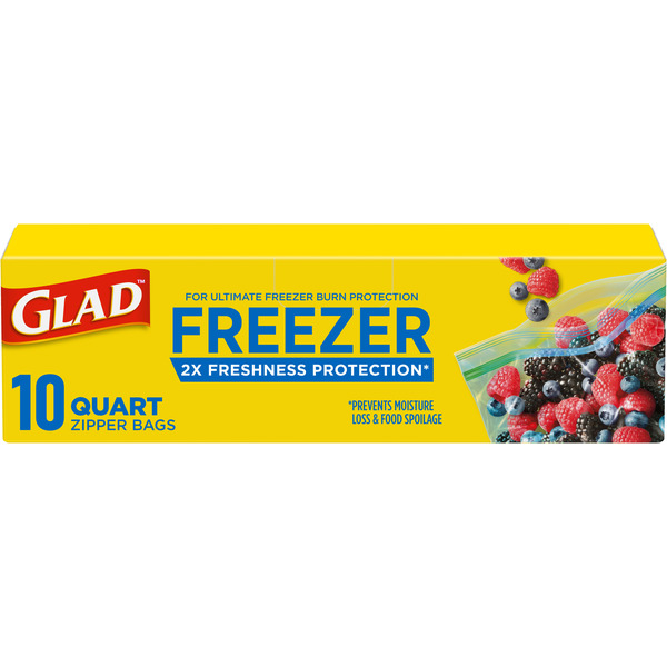 Glad Zipper Freezer Storage Plastic Bags, Quart Same-Day Delivery