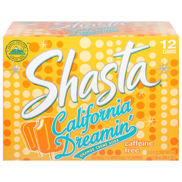 Shasta Soda, Caffeine Free, Orange Creme