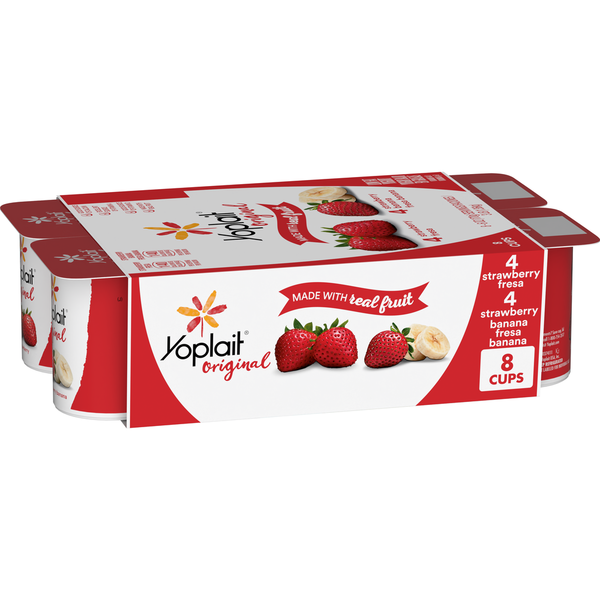 Yoplait Original Low Fat Strawberry and Strawberry Banana Yogurt Cups