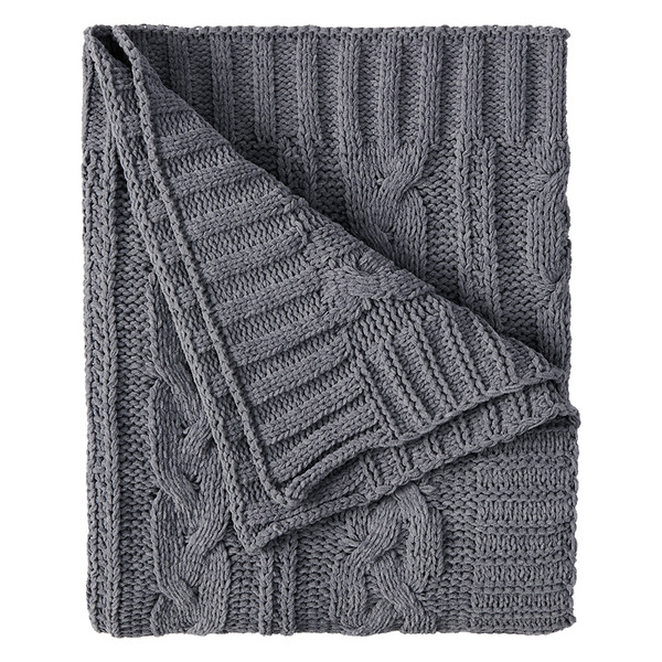 ALDI Huntington Home Cable Knit Throw Gray SameDay Delivery or