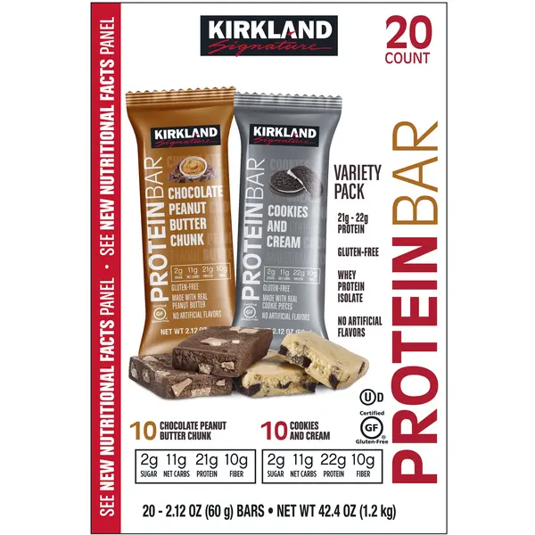 Kirkland Signature Protein Bar, Variety Pack, 2.12 oz, 20-count