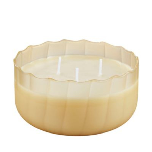 Red Shed Ruffle Glass Bourbon Maple Eggnog Scented Candle, Yellow, 12 oz.