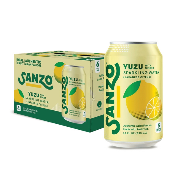 Sanzo Flavored Sparkling Water Yuzu with Ginger, Low Calorie