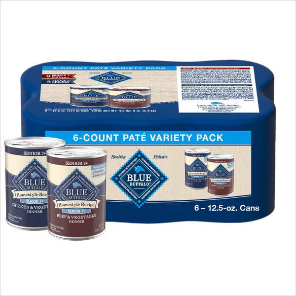 Blue Buffalo Homestyle Recipe Senior Wet Dog Food Beef Dinner Chicken Dinner Variety Pack