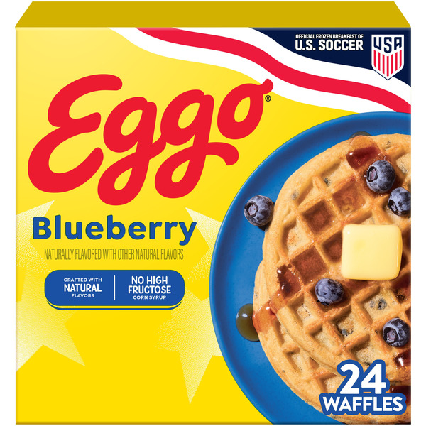 Eggo Blueberry Waffles, Breakfast Food, Family Pack, 24 Count