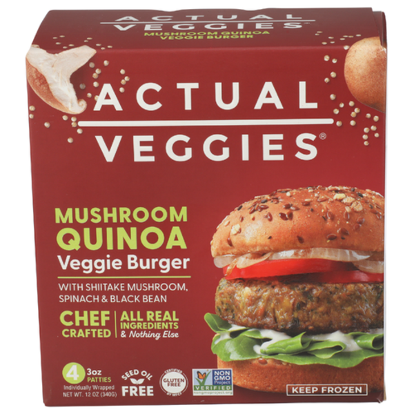 Actual Veggies Mushroom Quinoa Veggie Burgers