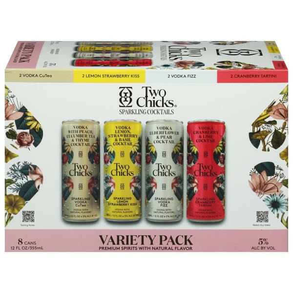Two Chicks Vodka, Sparkling Cocktails, Variety Pack Same-Day
