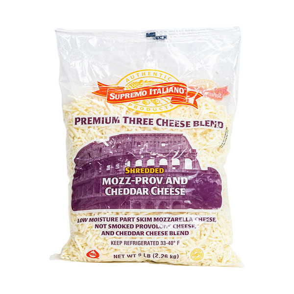 Supremo Italiano - Shredded 3 Cheese Blend (Provolone, Mozzarella, Cheddar) - 5 lbs