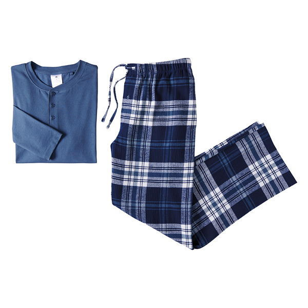 ALDI Royal Class Men's 2 Piece Sleepwear Set Long Sleeve Henley/Flannel