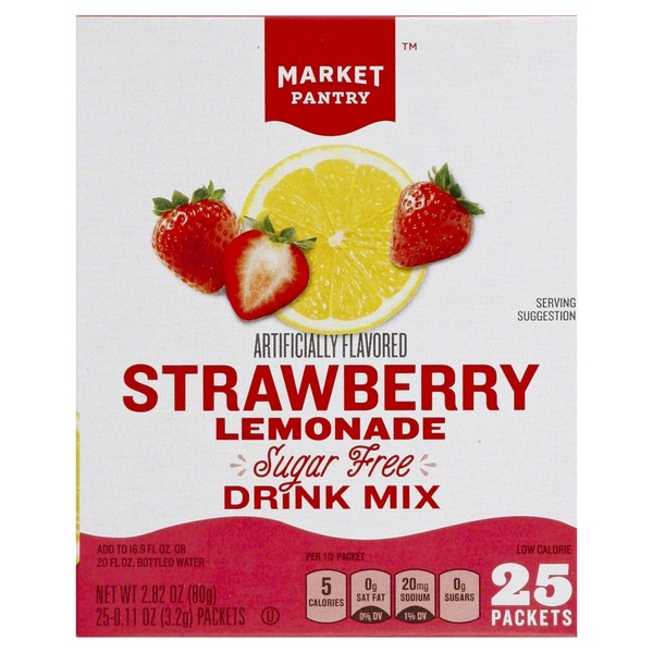 Market Pantry Drink Mix, Sugar Free, Strawberry Lemonade (25 each