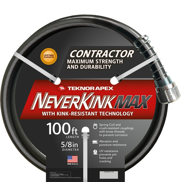Neverkink Max Teknor Apex 5/8-in x 100-ft Contractor -Duty Kink Free Vinyl Black Coiled Hose