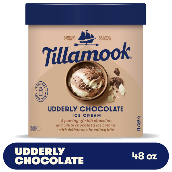 Tillamook Udderly Chocolate Ice Cream, 48fl-oz