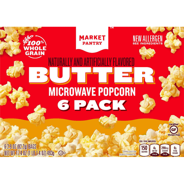 Market Pantry Microwave Popcorn, Butter