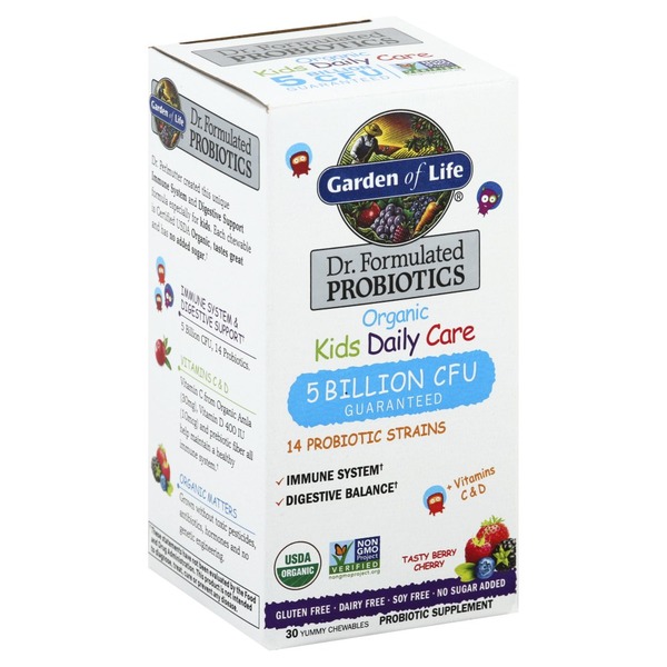 Garden Of Life Probiotics Organic Kids Daily Care Chewables Tasty Berry Cherry 30 Each Instacart