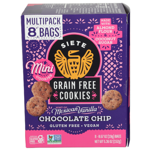 Siete Chocolate Chip Mini Grain Free Cookies 8 Pack