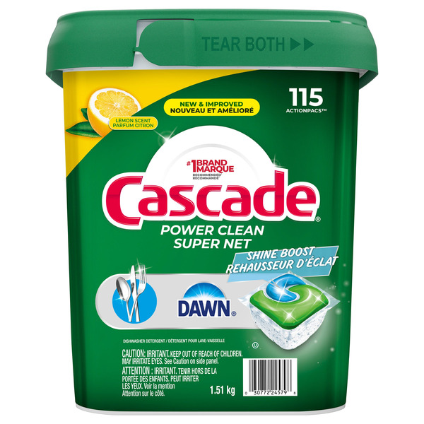Cascade Power Clean Shine Boost Lemon Scent Dishwasher Detergent ActionPacs