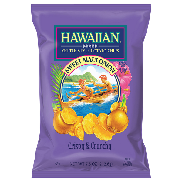 Hawaiian Kettle Style Potato Chips Sweet Maui Onion Flavored Snacks