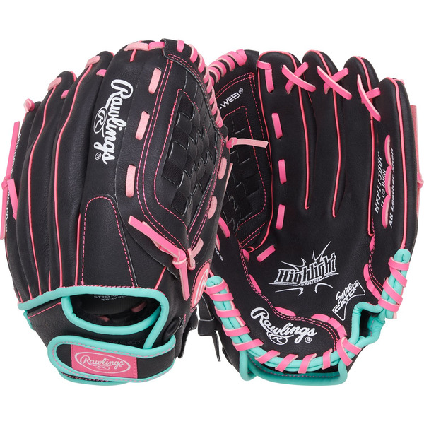Rawlings Girls' Right Hand Throw Highlight Series Fastpitch Glove - Black & Pink