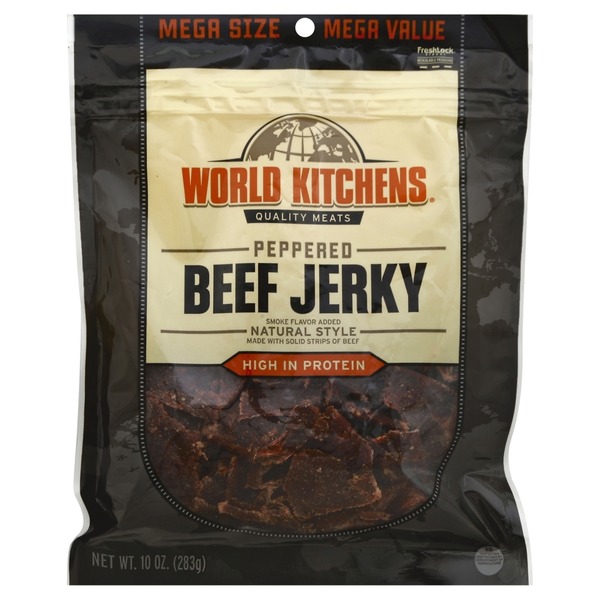World Kitchens Beef Jerky Natural Style Peppered Mega Size 10