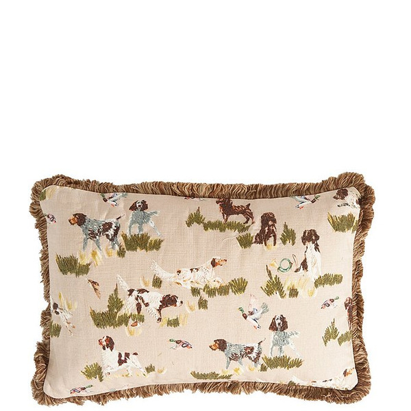 Southern Living Hunting Dogs Mallard Fringe Trimmed Reversible Lumbar Pillow