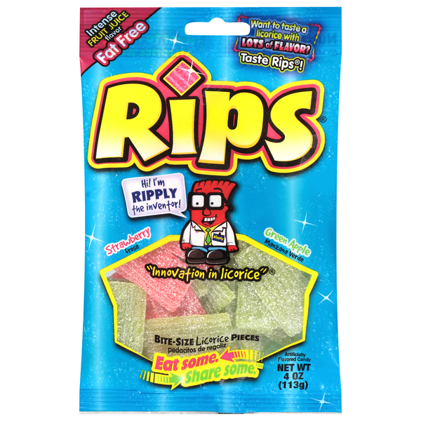 RIPS Fat Free Strawberry/Green Apple Bite-Size Candy Same-Day