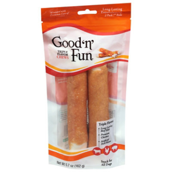 Good 'n' Fun Chews Triple Flavor Chews 7 Inch Rolls Snack for All Dogs