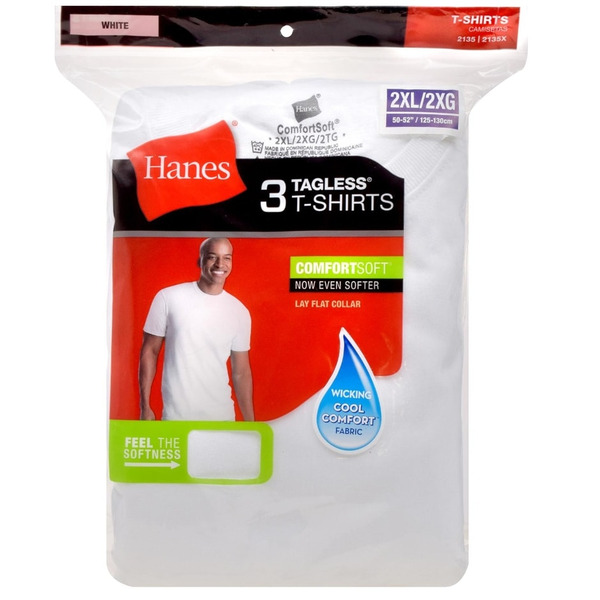 Hanes Men's 2XL Tagless White T-Shirts Same-Day Delivery | Family