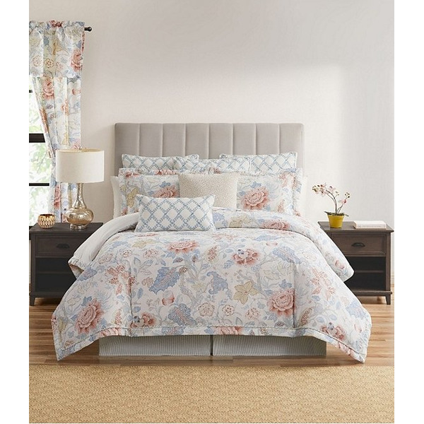 Rose Tree Dominica Floral Corded Trim Comforter Set