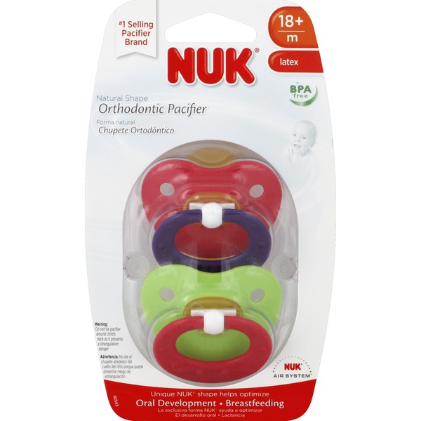 NUK Natural Shape Orthodontic Latex Pacifier, 1836 Months (2 ct) Instacart