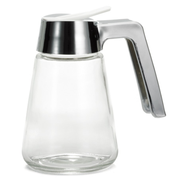 Tablecraft 1271 Syrup Dispenser, 12oz., glass, chrome plated ABS top, modern