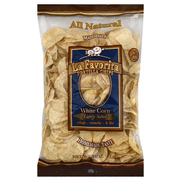 La Favorita Tortilla Chips, White Corn, Lightly Salted, Bag (16 oz