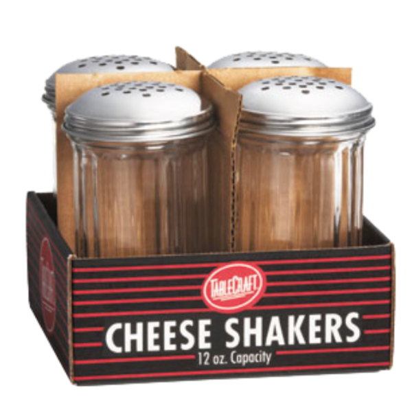 TableCraft - #C800-4 12 oz Fluted Glass Shaker Perforated Top, 4 CT