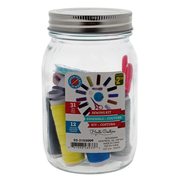Sewing Kit In Glass Mason Jar Same-Day Delivery | Dollarama
