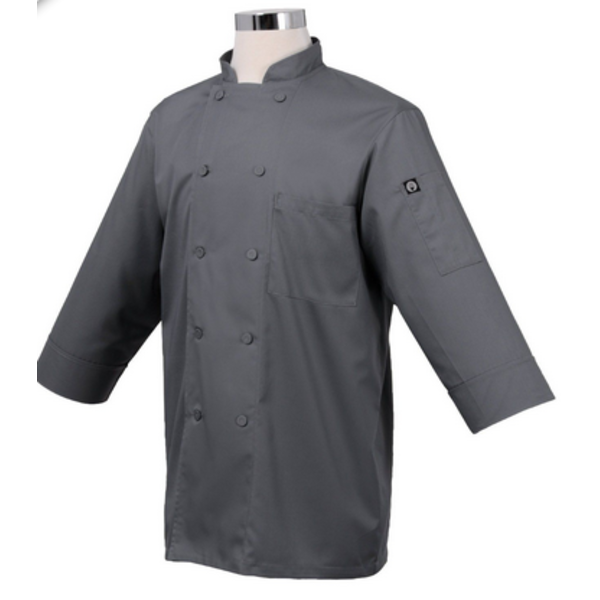 Morocco Chef Coat, double-breasted, 3/4 sleeves, gray, large