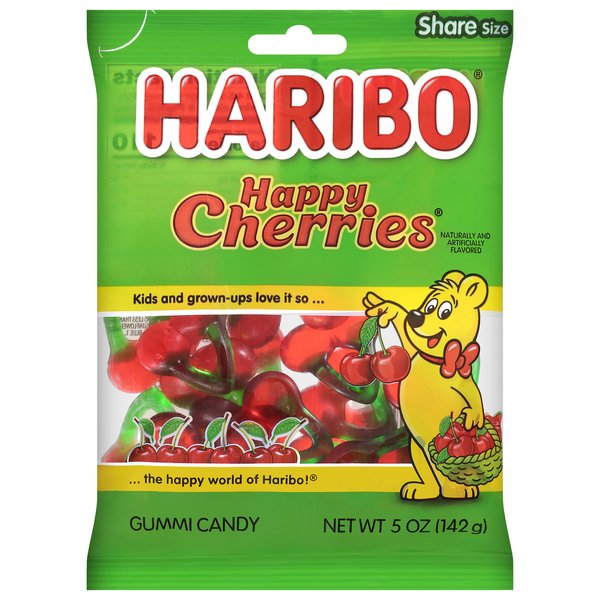 HARIBO Gummi Candy, Happy Cherries, Bite Size