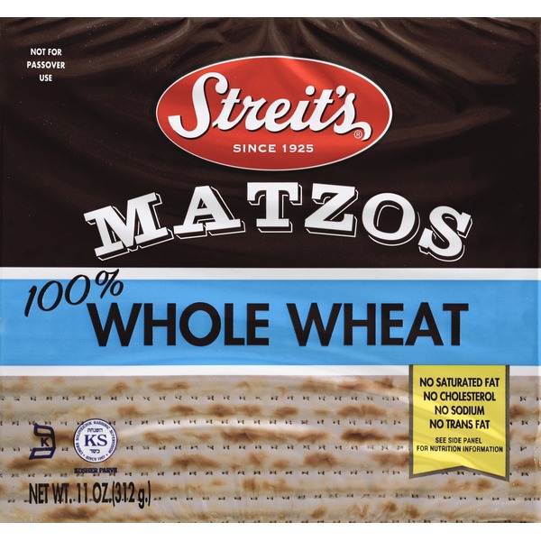Streit's Matzos, 100 Whole Wheat, No Salt Added (11 oz) Instacart