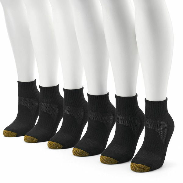 GOLDTOE Women's Sport Half-Cushion Quarter Socks - Black