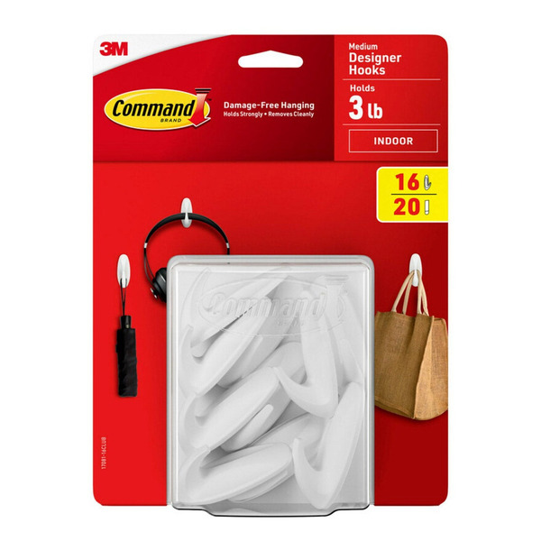 command medium hooks weight Clear Clear Hooks, 50 Hooks, 50 Strips Rehanging them is as easy as applying a replacement command clear strip Command Medium Designer Hooks White