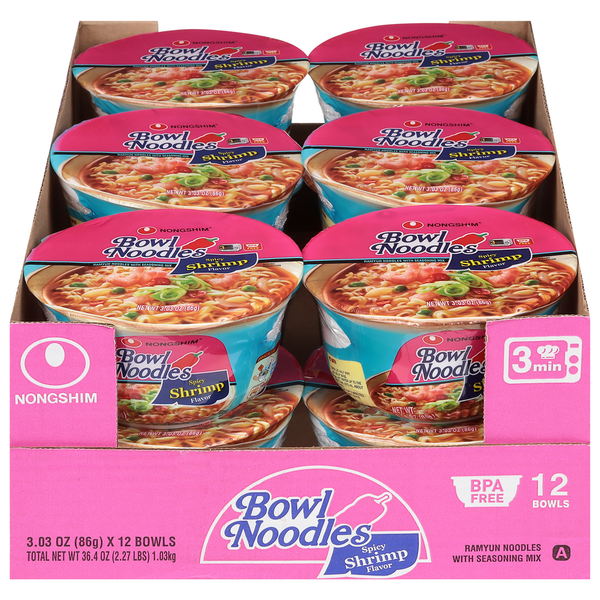 Nongshim Bowl Noodles, Spicy Shrimp Flavor Same-Day Delivery or