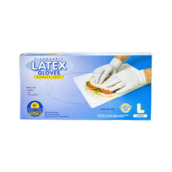 Sunset - Smooth Touch Latex Gloves without Powder, Size Large - 100 ct
