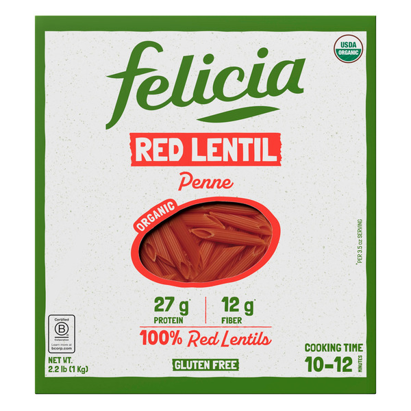 Felicia Organic Red Lentil Penne, 2.2 lb