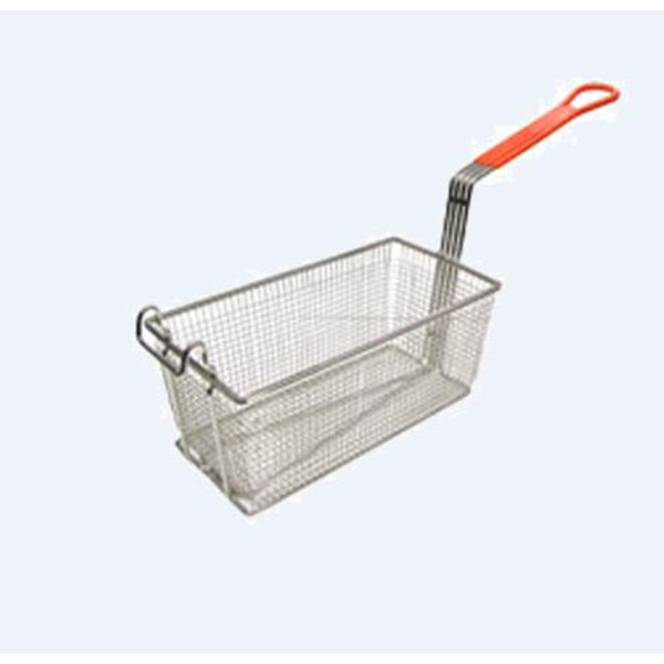 Fry Basket, 12-1/8" x 6-1/4" x 5-5/16" deep, orange coated handle