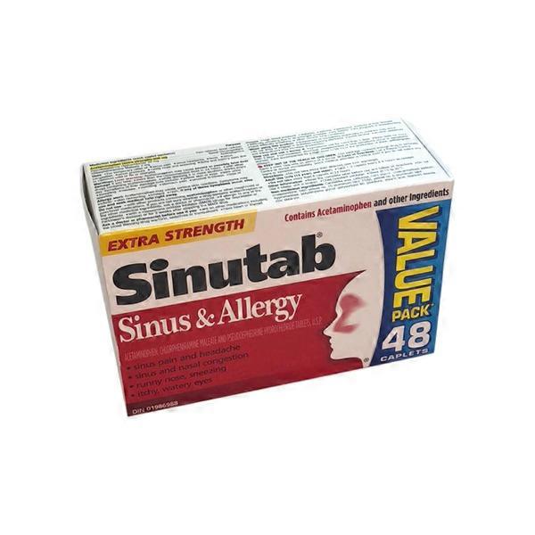 Sinutab Sinus & Allergy Extra Strength Acetaminophen & Pseudophedrine