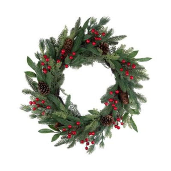 Red Shed 24 in. Pine Christmas Wreath with Pinecones and Berries