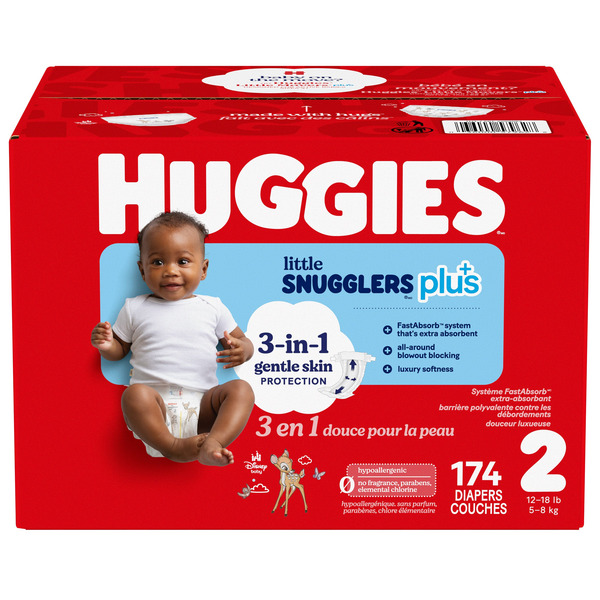 Huggies Little Snugglers Plus Diapers, Size 2