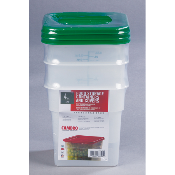 Cambro - Camsquare 4-qt Container with Lid, 3-pack