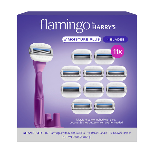 Costco Flamingo by Harry's Moisture Plus Razor Set 11 Cartridges +