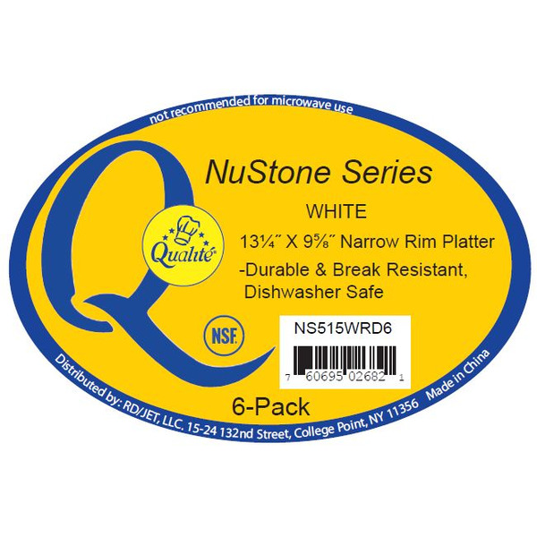 Qualite -  Melamine White Platter, Narrow Rim, 13x9 - 6 Pk