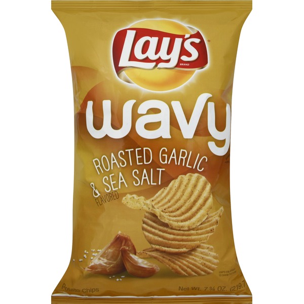 Lay's Wavy Roasted Garlic & Sea Salt Potato Chips (8 oz) Instacart